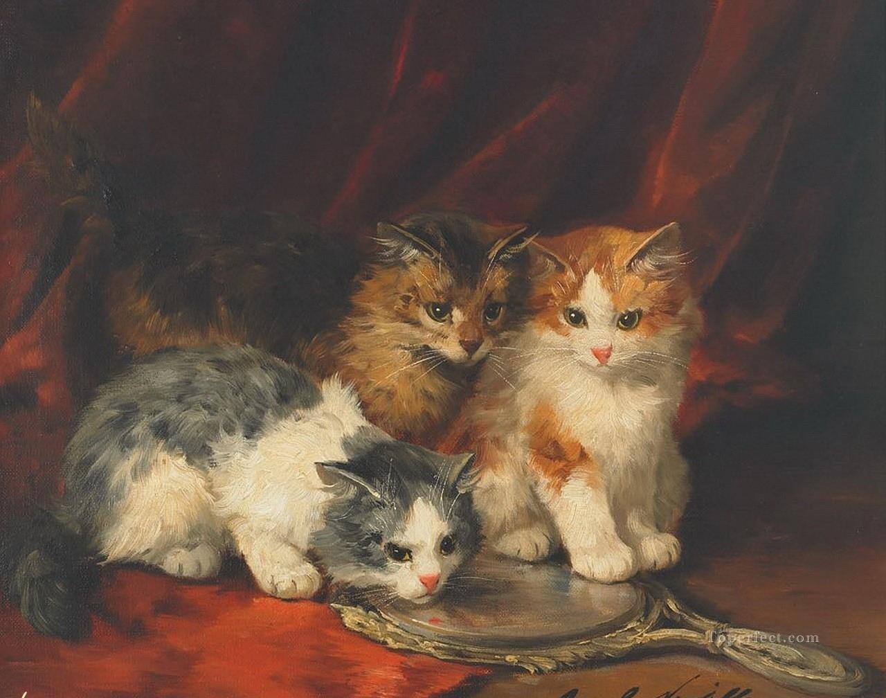 Katze Malerei 9 Alfred Brunel de Neuville Ölgemälde